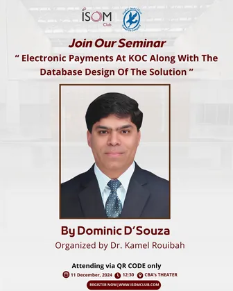 Seminar: electronic payments at KOC, with Dominic D'Souza